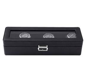 Boîte de rangement de luxe antique en cuir PU noir et vert à 6 emplacements pour montres et bijoux pour homme - Product Image 2