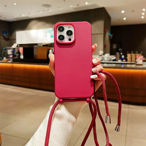 Étui de téléphone à bandoulière <span class=keywords><strong>avec</strong></span> <span class=keywords><strong>cordon</strong></span> de fixation et crochet en silicone TPU souple pour iPhone 17 Air 11 12 13 14 15 16 Pro Max - Product Image 3