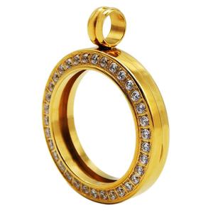 DIY ювелирные изделия Круглый держатель для монет из нержавеющей стали кубический циркон бриллиант открытый медальон рамка ожерелье - Product Image 4