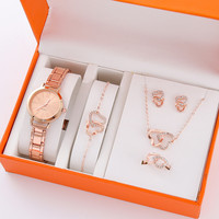 Coffret Cadeau Montre Femme Tendance, Parure Bijoux Bracelet Diamant Quartz pour Dames