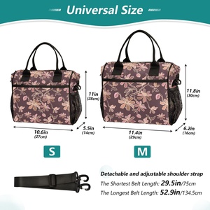 Fashion Brown Flower Custom Logo Aluminum Foil Waterproof Shoulder Thermal Lunch Bag Custom Insulated Cooler Bag for Women - Product Image 2