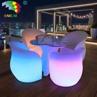 Table à manger LED à couleurs changeantes lumineuses avec bar, tables et chaises lumineuses tendance, produits rotomoulés