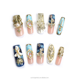 Ongles artificiels de luxe, motif croix rose, déesse grecque, étoile à huit branches, charme pour les mains, ongles à presser faits à la main - Product Image 4