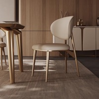 Luxus-Esszimmers tuhl aus Edelstahl mit echter Rückenlehne aus Rindsleder High-End Simple Modern Home und Hotel Cafe Chair