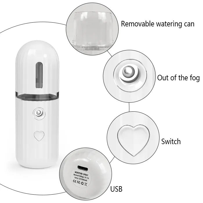 Xiaomi MIQMI-pulvérisateur d'eau électrique Rechargeable, 30ml, humidificateur, USB, Portable, beauté du visage, Mini brume, Spa