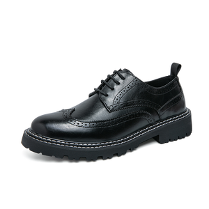 Chaussures habillées rétro pour hommes, style Oxford, en cuir véritable, mocassins décontractés à enfiler, coupe haute, bout rond, grandes tailles, nouveaux styles - Product Image 3