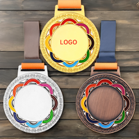 Vente en gros et livraison directe de médailles de récompense sur le thème du sport, en alliage de zinc plaqué, imprimées en typographie, avec ruban coloré, trophée de vainqueur, cadeau