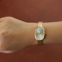 Vente Flash Montres Ovales Magnifiques pour Femmes Filles, Simple Bracelet en Acier Inoxydable Argent Or, Montres-Bracelets Minimalistes à Quartz