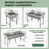 Wastafel 304 Stainless Steel, wastafel tiga mangkuk tunggal ganda komersial untuk sekolah dapur kantin digunakan untuk mencuci piring sayuran