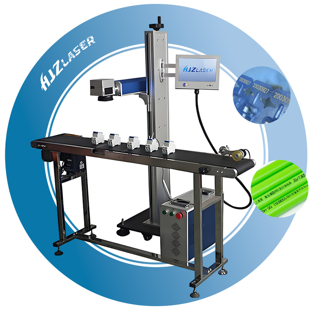 2025 Production Line Flying Online Fiber CO2 Laser Date Serial Number Bar Code QR Coding Marking Machine