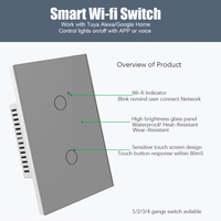 Fahint sakelar pintar listrik, lampu wifi rumah pintar online 230v standar 3 gang 1 arah warna abu-abu Hitam Putih emas