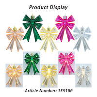Noeud décoratif de Noël en plastique avec lumière LED blanc chaud pour couronne, guirlande, arbre de Noël, chaise, ornements de mariage