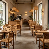 Chaise de salle à manger en rotin, chaise de bar en bois massif, chaise de comptoir moderne et simple, chaise de restaurant, chaise rétro en rotin tressé