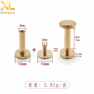 Tornillo Chicago de latón macizo y cobre, remache de unión con cabeza redonda para artesanía en cuero, carteras, bolsos, correas de cinturón y libros - Product Image 6