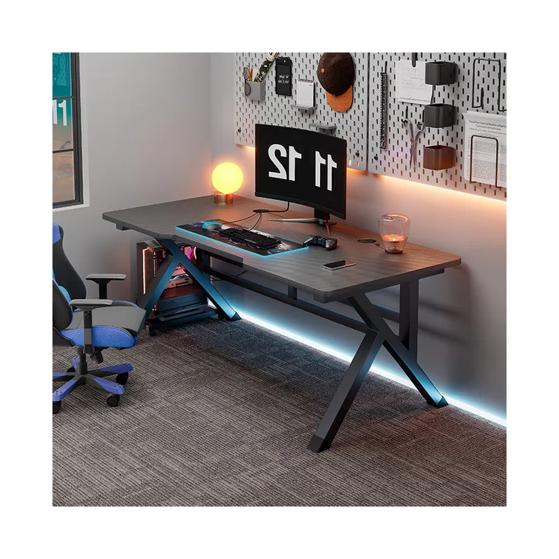Cool Style With RGB LED Lights Modern Home Gaming Desk Firm Steel Table Leg Gaming Table For Top Gamers
