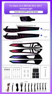 Éclairage d'ambiance intérieur SJC 64 couleurs pour <span class=keywords><strong>Mercedes</strong></span>-Benz <span class=keywords><strong>CLS</strong></span> W218 2012-2017, kit de ventilation, lumières LED pour voiture, décoration, mise à niveau - Product Image 6
