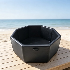 Sleek black collapsible <b>bath</b> tub octagonal brushed surface dual hot cold tub for home garden recovery Ice <b>Bath</b> Tub - Product Image 1