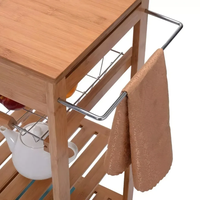 Chariot de cuisine en bois de bambou massif à 4 niveaux avec tiroir Solution de rangement pour la cuisine