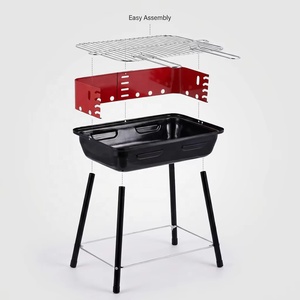 Portable Charcoal BBQ Grill with Windbreaker 4 Adjustable Heights Outdoor <b>Camping</b> Garden Patio Barbecue Grill - Product Image 3