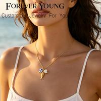 Chaîne en acier inoxydable 18K FY, anti-ternissement, hypoallergénique, classique, pour colliers DIY, avec breloques en céramique (poisson, cœur, fleur) et perles d'eau douce
