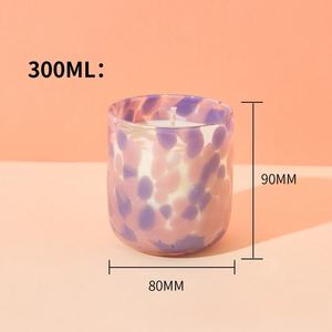 Portavelas Decorativo <span class=keywords><strong>de</strong></span> Vidrio Soplado <span class=keywords><strong>con</strong></span> Diseño <span class=keywords><strong>de</strong></span> Leopardo Rosa y Morado, para Velas Aromáticas, Decoración del Hogar - Product Image 4