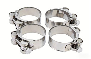 Collier <span class=keywords><strong>de</strong></span> <span class=keywords><strong>serrage</strong></span> double boulon <span class=keywords><strong>en</strong></span> acier inoxydable robuste pour usage industriel et automobile haute pression et fixation sécurisée des tuyaux haute pression - Product Image 1