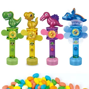 塑料卡通恐龙糖果玩具塑料LED闪光风扇玩具糖果