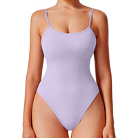 Combinaison de yoga OEM sexy à bretelles spaghetti, sans couture, anti-plis, col rond, en viscose/polyester, longueur intégrale, très élastique