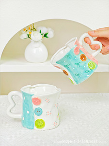 Nút vẽ tay làm đẹp cao Sản phẩm mới <span class=keywords><strong>Instyle</strong></span> sáng tạo phong cách Châu Âu nhà gốm cà phê sữa cốc - Product Image 4