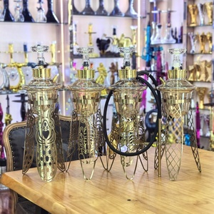 Soporte de lujo para narguile de acero inoxidable con diseño artístico hueco único y técnica de espejo para fumar narguile, chicha, shisha en bares. - Product Image 5
