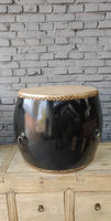 Chinesische antike Vintage hand bemalte Leder Trommel Couch tisch
