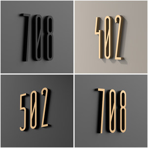 Numéro de <span class=keywords><strong>maison</strong></span> en acrylique auto-adhésif 3D découpé au laser avec finition métallique pour <span class=keywords><strong>maison</strong></span>, hôtel, bureau, appartement, villa, studio - Product Image 4