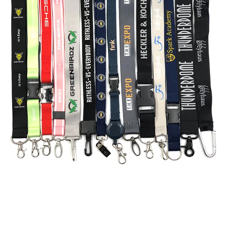 Promocionais Woven Tube Nylon Lanyard Sublimação Keychain Lanyard Silkscreen Impresso Poliéster Neck Lanyard com Logo Custom