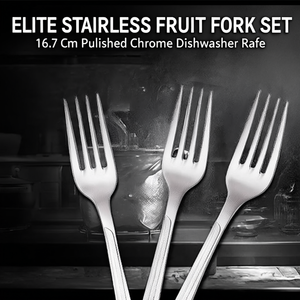 Ensemble de fourchettes à fruits en acier inoxydable Elite, 16,7 cm, chrome poli, passe au lave-vaisselle - Product Image 3