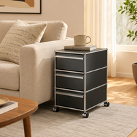 Meuble de rangement mobile à 3 tiroirs en métal, chariot de rangement, table d'appoint pour canapé, table basse pour salon, chambre, bureau à domicile