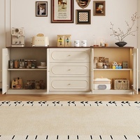 Buffet à deux tons crème avec porte vitrée et tiroirs de rangement, table console pour salon, cuisine, entrée, meubles de maison