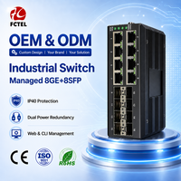 Switch Ethernet industriel 8GE 8SFP, géré, montable sur rail DIN, avec 8 ports Gigabit Ethernet et 8 ports Gigabit SFP avec anneau ERPS