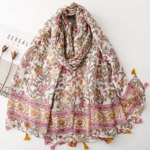 Floral <b>Gallery</b> Floral <b>Frame</b> Fringed Scarf Thin Sunscreen Beach Shawls Vacation-style Scarf Hijab Muslim Women - Product Image 3