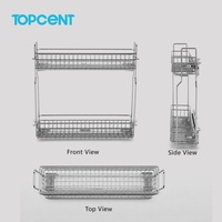 Étagère à épices multifonctionnelle murale en acier inoxydable chromé moderne avec panier de cuisine coulissant et tiroir à fermeture douce