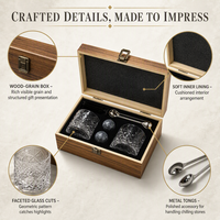 SHUNSTONE – Ensemble de verres à whisky rotatifs personnalisés avec boîte en bois et boule en pierre – Idées cadeaux d'anniversaire pour hommes