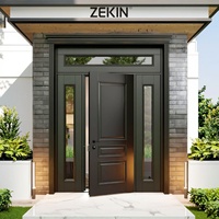 Porte d'entrée pivotante en aluminium de style moderne personnalisée ZEKIN pour villa, avec serrure intelligente