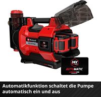Pompe de jardin automatique sans fil Einhell Aquinn, alimentée par batterie, 3800 L/h, hauteur de refoulement 37 m, mode ECO/Boost