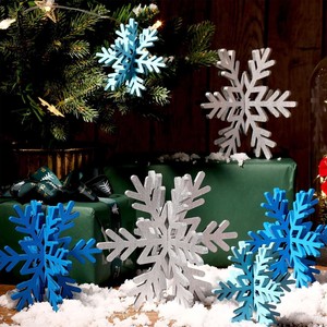 Adornos de Copos de Nieve de Madera 3D, Decoraciones Blancas para Árboles de Navidad, Adornos Colgantes para Fiestas - Product Image 2