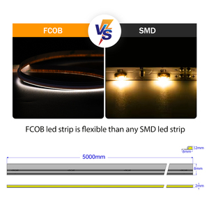 24V 8mm 480leds/m Flexible COB LED <b>Strip</b> for kitchen Cabinet Ceiling Room Home Decor Lighting - Product Image 2