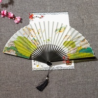 Éventail pliant en soie de style chinois 26CM, imprimé floral numérique, éventail portable, accessoire de danse, décoration de mariage, cadeau
