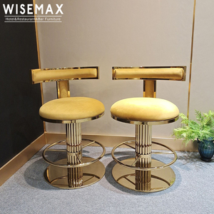 <span class=keywords><strong>Wisemax</strong></span> chải vàng cao trở lại t hình dạng đồng thau vàng thép không gỉ sang trọng xoay thanh phân ghế cho thanh đồ nội thất đám cưới ghế - Product Image 2