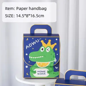 Schoolbag-Shaped Carry-On Paper Box For Kids' Birthday Gifts Candy Bag With Cartoon Packaging And Hookloop Open