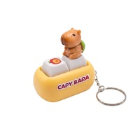 Porte-clés Capybara en acier inoxydable avec figurine 3D en forme de baignoire, touches mécaniques bleues