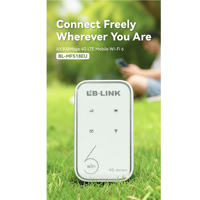 4G LTE Mobile Router 300Mbps LB-MF518EU with Micro SIM Card Slot Mobile Hotspot WiFi 6 Dual Band 2100mAh Battery WDS/WPS Support