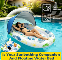 Transat gonflable pour piscine avec auvent amovible et éclairage LED – Idéal pour adultes, piscine, plage, fêtes estivales et détente